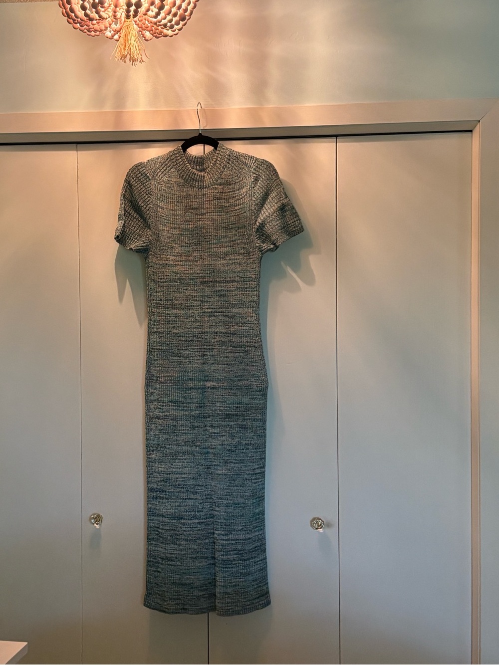 Boss Heathered Green Short-Sleeve MidiKnit Dress